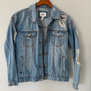 Oversized Distressed Jean Jacket